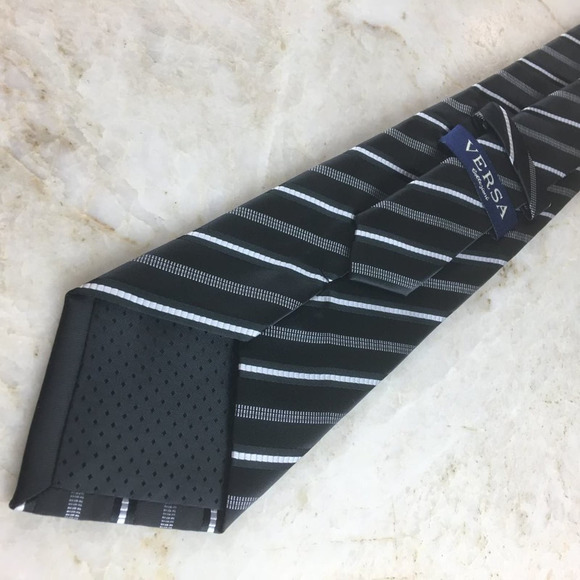 VERSA BLACK & SILVER REGIMENT TIE - Picture 10 of 14